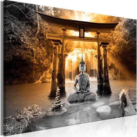Tableau Imprimé "Buddha Smile Wide Orange" 80 x 120 cm (1/2)