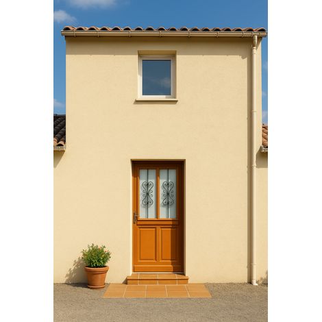 Gd Menuiseries – Porte d'entrée en bois vitrée Syrah 215 cm x 90 cm – Ouverture droite – Design moderne pour lumière naturelle – Installation façade - 215Xl