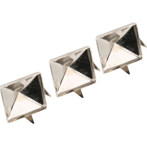 100 Stück quadratische Pyramiden-Punk-Nieten, 4-Krallen-Metallnieten für Armbänder, Kleidung, Schuhe, Handtaschen, Silber, 12 mm (1/5)