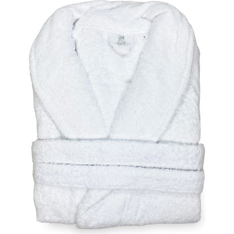 CHÂLE peignoir éponge sans capuche BLANC en pur coton fabriqué en Italie XL (1/5)