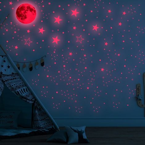 1049 Pièces Autocollants Lumineux Lumineuses Stickers Murals Stickers Muraux Enfants Lune Etoiles Phosphorescente Autocollant Mural Bebe Garçon Fille Enfant Chambres Plafond Décoration-Fei Yu (1/5)