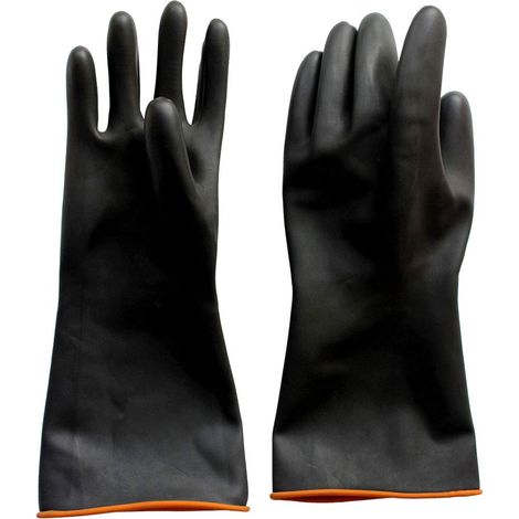 Gants En Caoutchouc Naturel - Résistants Aux Acides Et Alcalis - 35 Cm - Protection Chimique Industrielle - Lot De 1 Paire