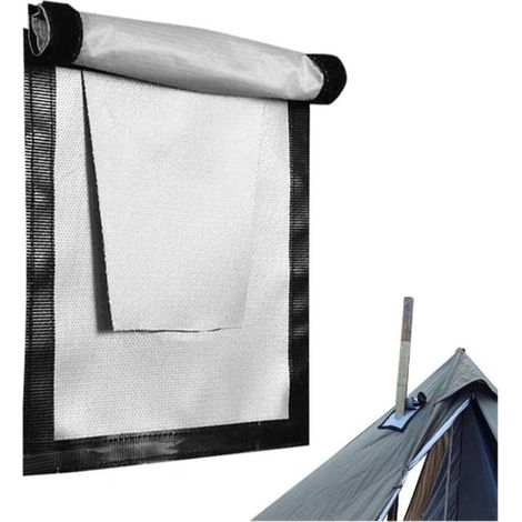 Stufa Hot Tent: inserto per camino removibile e resistente al calore con anello di protezione termica e copertura antipioggia, 20 x 23 cm. Per tende da campeggio. (1/5)