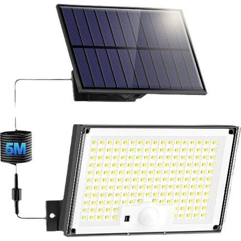 Solarleuchte Außen Bewegungsmelder, IP65 Wasserdicht Außen Solarleuchte Solar Außenbeleuchtung LED Strahler mit Kabel für Garten Garage