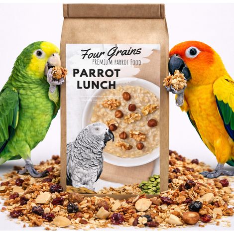 Petit-déjeuner pour perroquets aux quatre céréales Plat pour le petit-déjeuner ou le dîner Nourriture chaude ou froide pour perroquets 100 g (1/4)
