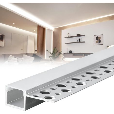 Profilé LED pour cloison sèche, profilé LED en aluminium avec couvercle (1/5)