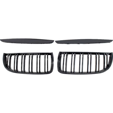 Juego de 2 rejillas delanteras negras brillantes para BMW E90 de 4 puertas (2005-2008), estilo deportivo. (1/5)