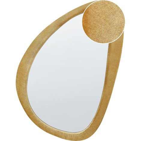 Espejo de pared decorativo con forma irregular estilo moderno en color amarillo 61 x 91 cm Venas