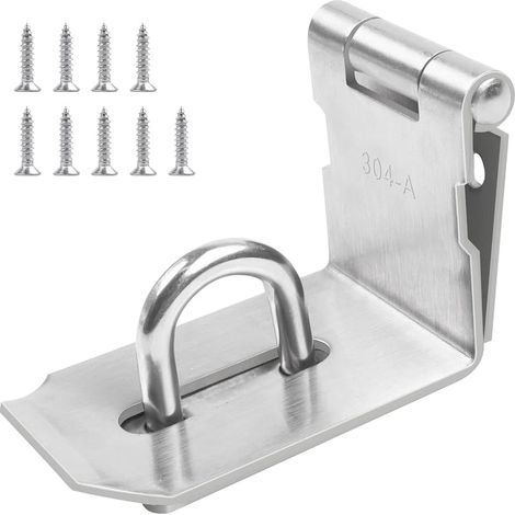 JatilEr Cadenas de sécurité à angle droit 5,5" verrouillable avec 9 grandes vis anti-rouille pour cadenas, armoires, portails (1/5)