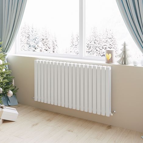 Acezanble Horizontal Oval Column Radiator Central Heating Rad 600x1180mm Double White