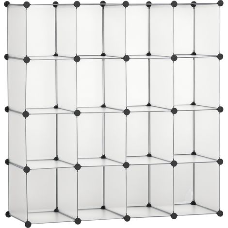 Beyamis Modulares Aufbewahrungsmöbel, 16 Fächer, Schuhschrank, Kleiderschrank, Bücherschrank, Spielzeugschrank, weiß