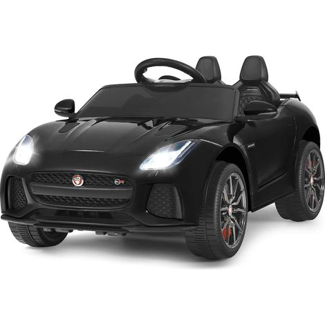 COSTWAY Coche Jaguar F-Type SVR 12 V para Niños, Coche de Batería con Mando, Marcha Adelante y Atrás, Suspensión de Muelles, Empuñadura Portátil (Negro)
