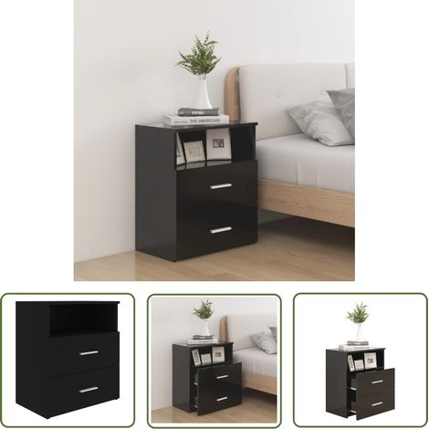 The Living Store Nachttisch Schwarz 50x32x60 cm - Nachttisch - Wohnzimmer Dekoration - Beistelltisch - Holzwerkstoff Tisch - Schwarzer Nachttisch (1/5)
