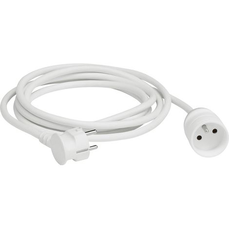 Legrand – Rallonge 2P+T 5m avec éclips de protection – Prise 16A ergonomique – Sécurisée pour enfants – Blanc
