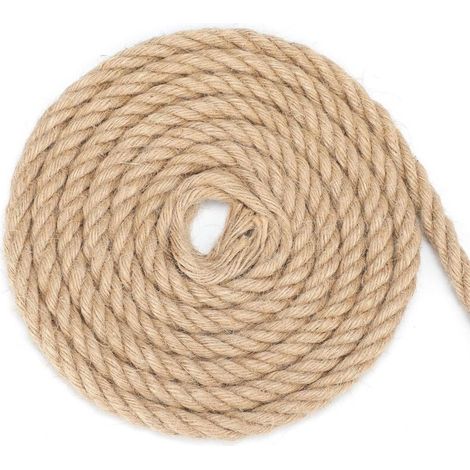 Corde de jute 14 mm, corde de chanvre résistante pour jardin, ficelle de chanvre pour bricolage et décoration de jardin (20 mètres) (1/4)