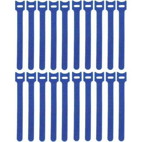 20 blaue, doppelseitige, nicht klebende Nylon-Klettstreifen (12 x 150 mm), wiederverwendbar und verstellbar zur Kabel- und Drahtorganisation