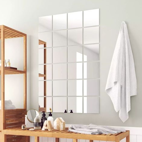 Décoshop26 – Set de 24 carreaux de miroir carré en verre 15x15cm – Épaisseur 4mm – Design sans cadre – Bandes adhésives incluses – DEC022667 (1/6)