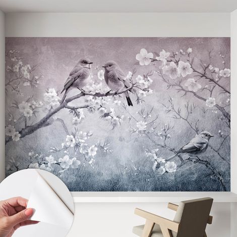Papier peint adhésif décoratif pour chambre et salon Design moderne à poser facilement Nature subtile 152x104 cm (1/5)