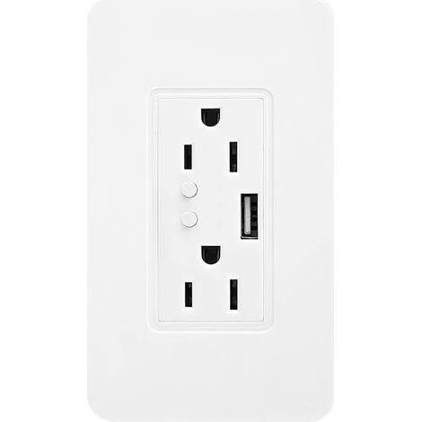 Intelligente WLAN-Wandsteckdose mit USB-Anschluss und Sprachsteuerung für Google Home und Alexa (US-Standard, 90-125 V). (1/5)