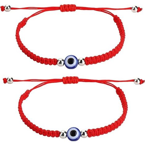 Lot de 2 bracelets œil protecteur noirs faits main, bracelet porte-bonheur et d'amitié