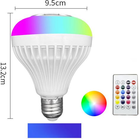 Ampoule musicale RGB Bluetooth, ampoule LED, télécommande intelligente avec haut-parleur, éclairage de scène coloré. (1/4)