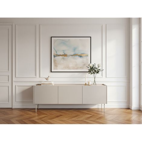 Bobochic – Meuble TV moderne 3 portes 170 cm – 6 étagères – Finition mélaminé – Pieds en métal – Couleur chêne – À monter soi-même (1/5)
