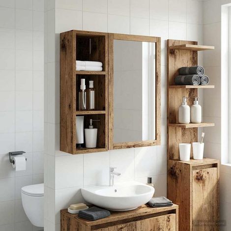 vidaXL Armoire murale de salle de bain Bois ancien 20 x 16 x 62,5 cm