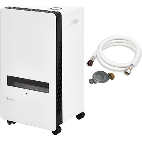 Favex – Chauffage d'appoint à gaz infrableu Harbin – Brûleur inox – 3 puissances de chauffe 1400/1800/3800W – Pour espaces jusqu'à 35 m² – Mobile avec roulettes