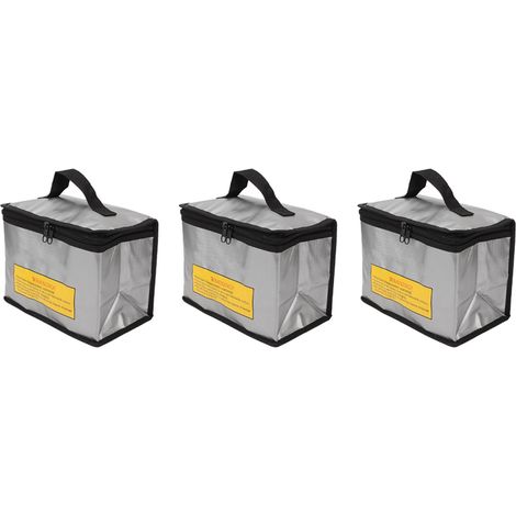 Lot de 3 sacs de rangement sécurisés pour batteries LiPo – ignifugés, antidéflagrants, haute capacité, avec fermeture éclair (1/5)