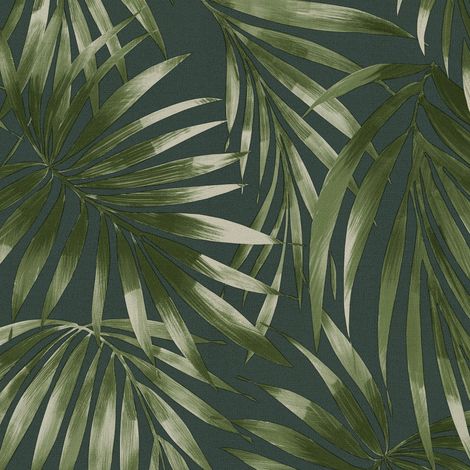 Vliestapete - Palm - Blau/Grun - 10mx52cm