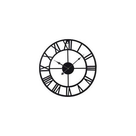 Horloge murale silencieuse en métal noir, 40 cm – Chiffres romains modernes – Mouvement à quartz silencieux, convient aux salons et aux cuisines (1/5)