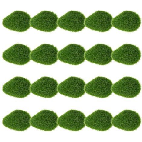 BUNTHAUS PA Kleine künstliche Mooskugeln, grüne Mooskugeln, Kunststeinstücke, Dekosteine, 20 Stück (1/4)