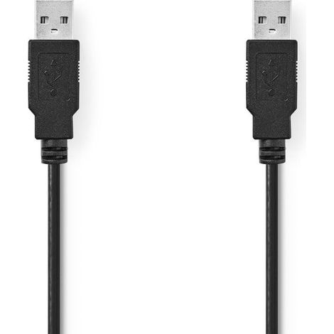 Câble USB 2.0 A mâle - A mâle Nedis CCGT60000BK10, 1 m, noir (1/3)