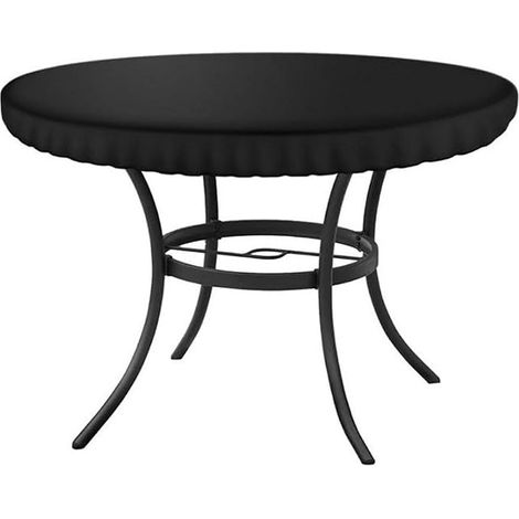 Housse de table ronde d'extérieur pour meubles de terrasse, tissu Oxford 210D, protection contre les intempéries, cordon de serrage sécurisé, convient pour 78 à 124 cm de diamètre, noir (78 x 10 cm) (1/5)