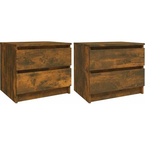Maison Exclusive - Mesita de noche 2 uds contrachapado roble ahum (1/5)