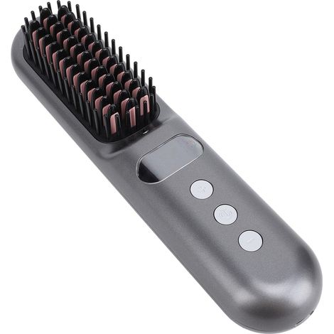 Brosse lissante sans fil, brosse lissante portable pour voyage, 9 niveaux de température réglables, brosse lissante rechargeable par USB avec ions négatifs pour femme (1/5)