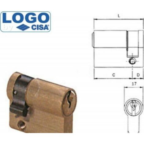 Mezzo cilindro logo cisa a infilare 40 mm porta serratura porte art 0803102