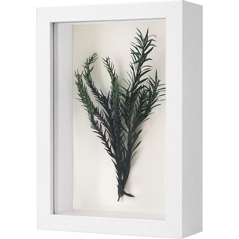 Cadre 3D A6, 3cm Profondeur, Photo Carré Vitrine, Fleurs, Photos, Souvenirs (Blanc, 16,5x11,5cmx4,5cm) (1/5)
