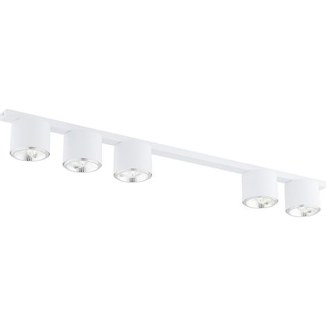 Plafoniera Moderna 5 Luci Faretti Nano In Acciaio Bianco (1/5)