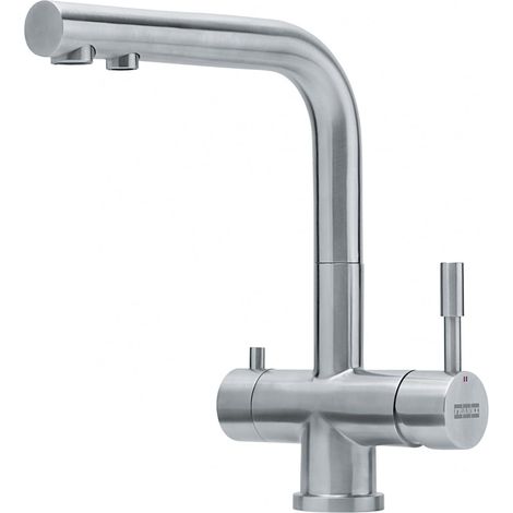 Rubinetto da cucina Atlas Clear 120.0179.978, in acciaio inox con beccuccio a seta. (1/5)