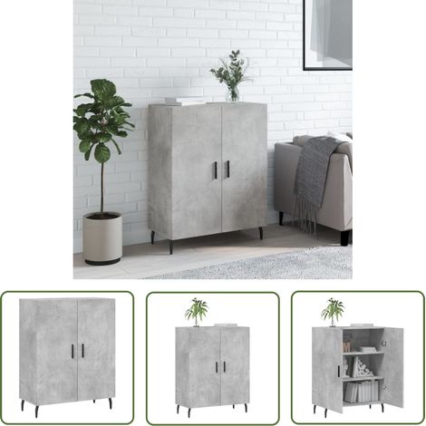 The Living Store Buffet gris béton 69,5x34x90 cm bois d'ingénierie - Buffet Design - Armoire Moderne - Meuble Rangement - Cuisine Salle À Manger - Mobilier Contemporain (1/5)