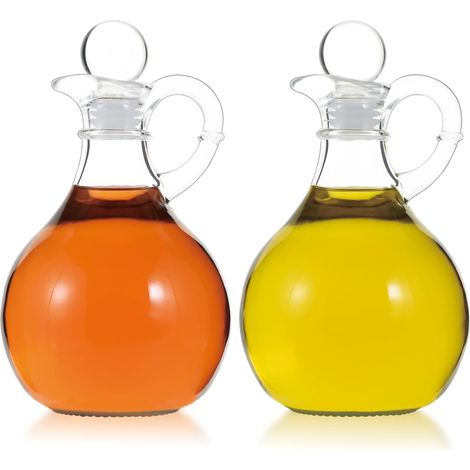 Ensemble de bouteilles d'huile et de vinaigre (2 pièces) : Bouteilles en verre avec bouchons hermétiques - idéal pour les huiles maison, les vinaigrettes et plus encore. (1/5)