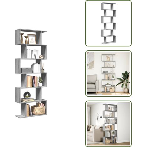 vidaXL Étagère séparatrice de pièce 6 niveaux sonoma gris 70x24x193 cm