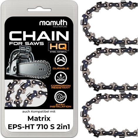 3x Chaîne de tronçonneuse 25cm 1,3mm 3/8" 40 TG pour Matrix EPS-HT 710 S 2in1 (1/4)