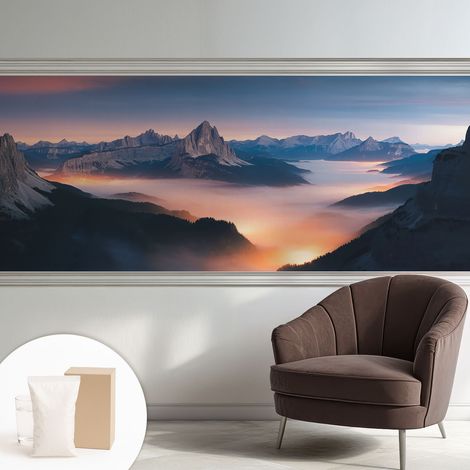 Papier peint intissé avec imprimé pour intérieur moderne application facile a motif - Colle incluse gratuite Soleil levant 250x104 cm (1/5)