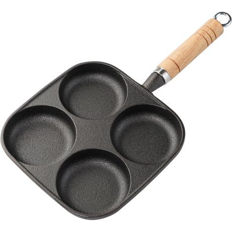 Vielseitige Gusseisenpfanne mit vier Fächern für Frühstück und mehr (1/4)