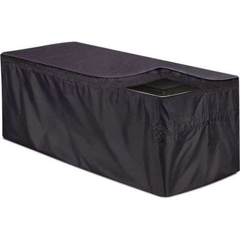 Housse de coffre de terrasse robuste en tissu Oxford 210D imperméable pour banc de rangement extérieur, meubles de jardin, table ottomane, housse anti-poussière 130 x 60 x 71 cm (L x l x H) (1/4)