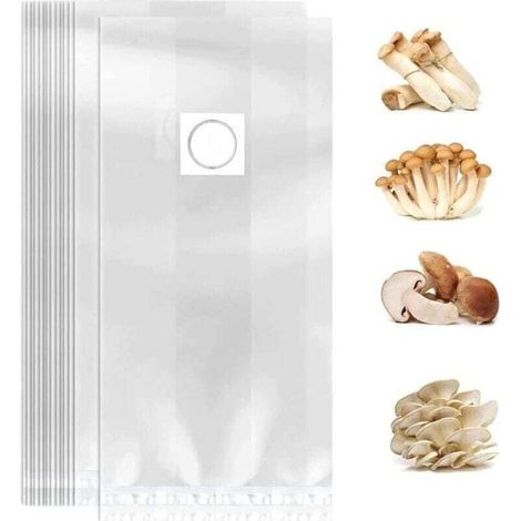 10er-Pack Pilzzuchtsäcke, 32 x 50 cm, strapazierfähige Pflanzsäcke mit Filter, reißfest und robust, für Pilze, Speisepilze und Getreide - Crezuo
