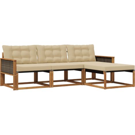 Conjunto de sofás de exterior 4 uds. Natural y Beige vidaXL (1/5)