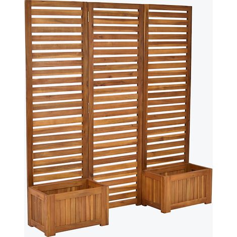 Sichtschutz mit 2 Blumenkästen Akazie